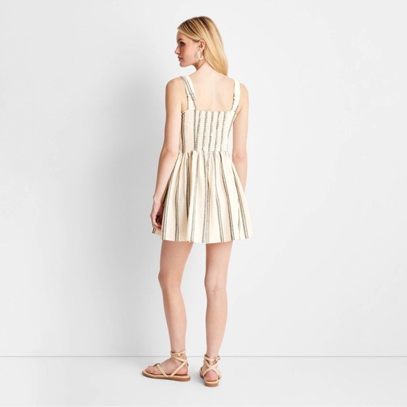 Corset Mini Dress - Future Collective Cream Striped - Picture 2 of 6